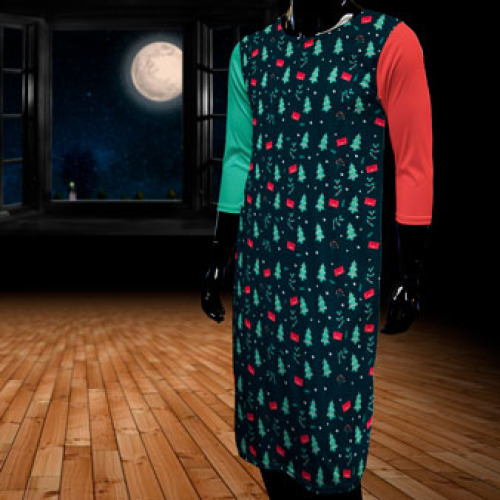 Long Sleeve Night Dress - Thin Fleece Duvet, 150gsm - (Cut-N-Sew)