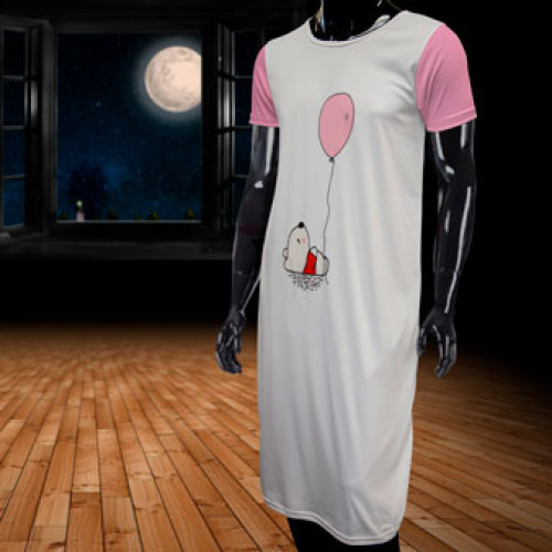 Short Sleeve Night Dress - Plush - (Cut-N-Sew)