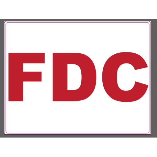 FDC Reflective Decal - White w/ Red Letters