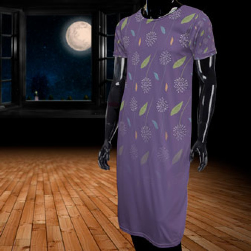 Short Sleeve Night Dress - Thin Fleece Duvet, 150gsm - (Cut-N-Sew)