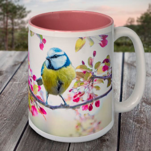 Mug - 15oz Pink Inside - White