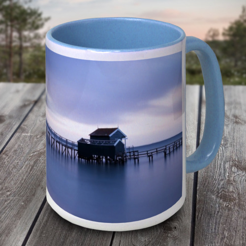 Mug - 15oz Blue Inside & Handle - White