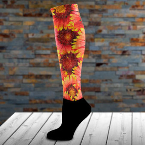 Sock - Crew AC4-Adult Knee High Dark Art with Black Cotton Foot