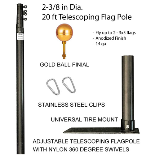 Portable - 20ft Telescoping Flag Pole
