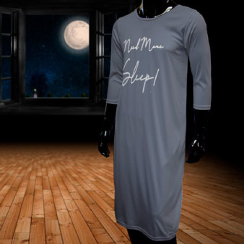 Long Sleeve Night Dress - Silky - (Cut-N-Sew)