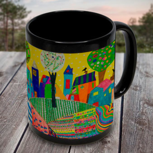 Mug - 15oz Black - White Patch